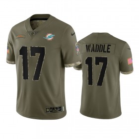 Miesten Miami Dolphins NFL Pelipaita Jaylen Waddle 17 Olive 2022 Salute To Service Limited